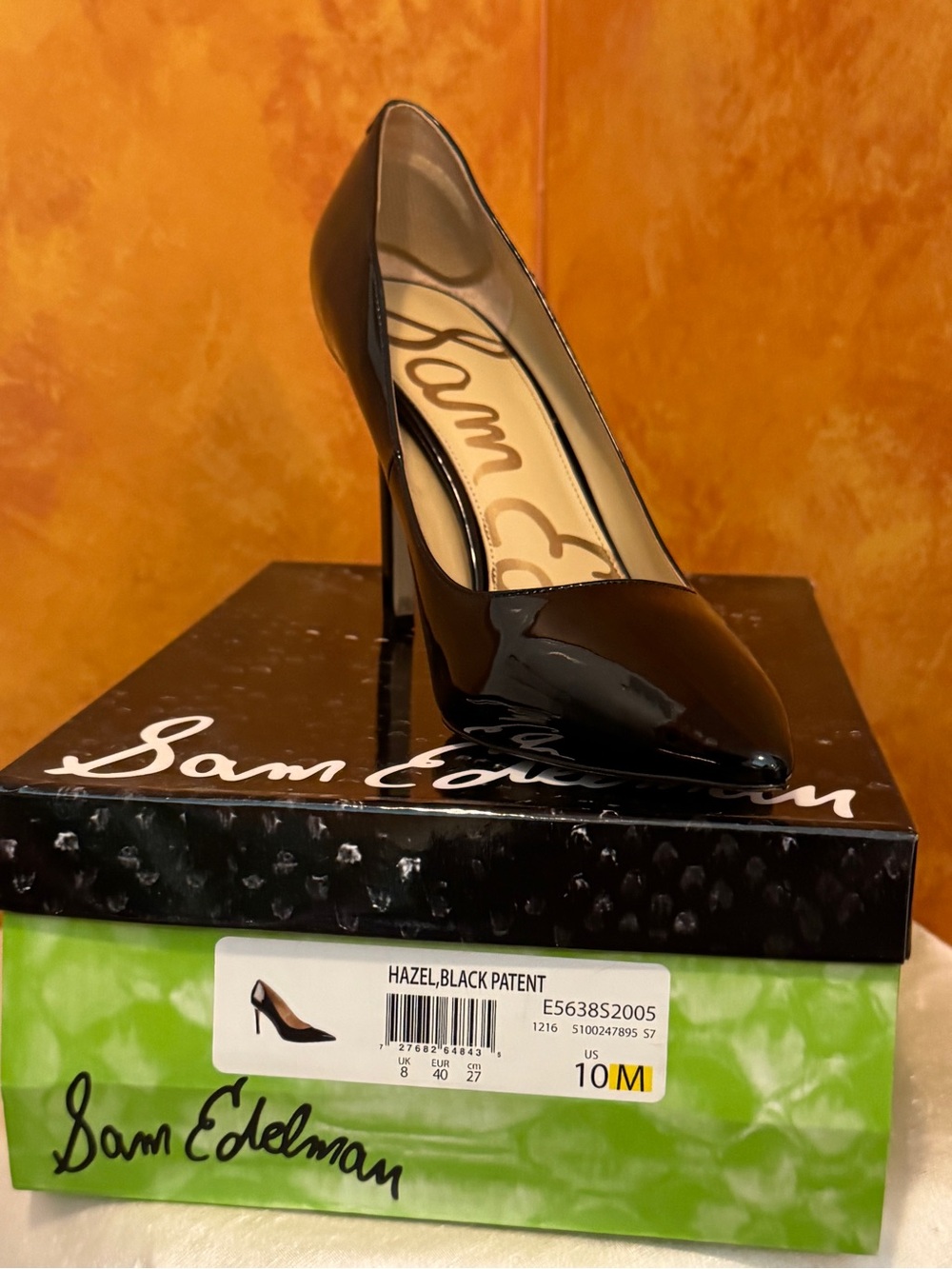 Sam Edelman Hazel Black Patent Pointed Toe Stiletto